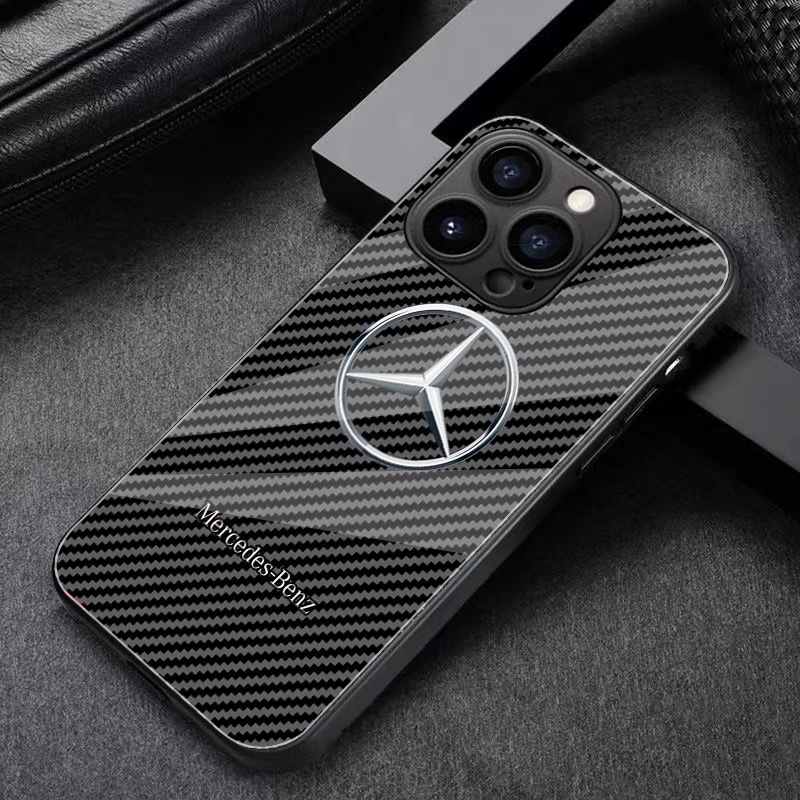 

Чехол для мобильного телефона из углеродного волокна с логотипом Mercedes Benz для iPhone 16, 15, 14, 13, 12, 11 Pro Plus Promax 7, 8 Plus SE2 SE3 XS Xr