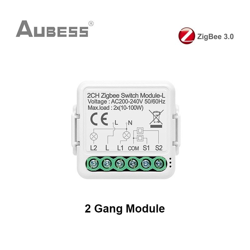 

Умный переключатель Tuya Zigbee, не требуется нейтральный провод, переключатель 1/2/3, поддержка 2-стороннего управления, работает с Alexa Google Home Alice