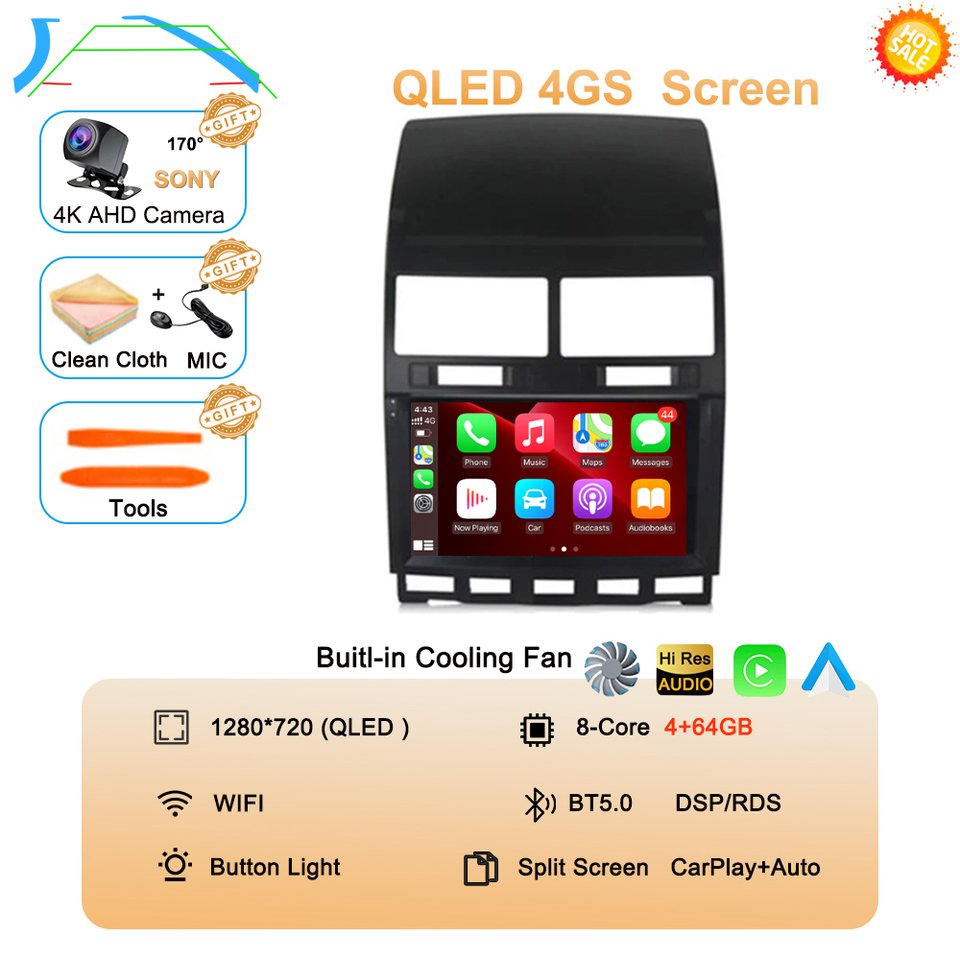 

Автомобильный радиоприемник Android 14 Carplay для VW Volkswagen Touareg 2004 2005-2011 GPS-навигация 5G Видео Авто Стерео Wi-Fi Головка BT без 2din