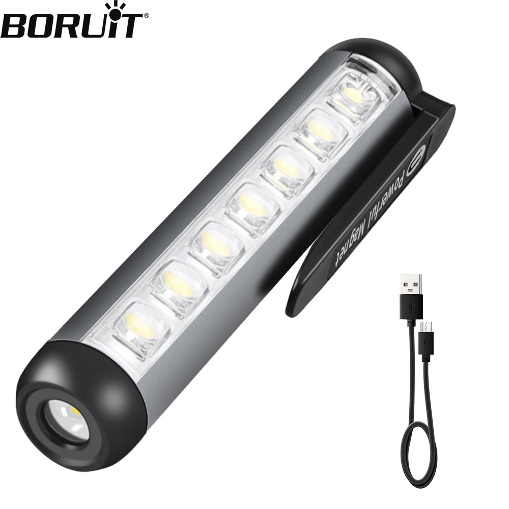 

BORUiT Мини-портативный Светодиодный Фонарик Type-C Перезаряжаемый Ультра-яркий С Магнитным Зажимом Водонепроницаемая Лампа Д...