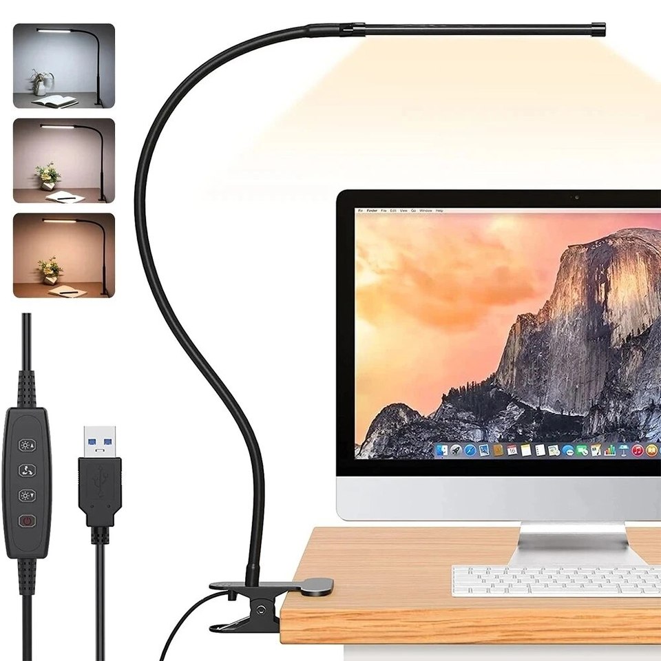 

Настольная лампа с зажимом и регулируемой яркостью, 10 Вт, USB