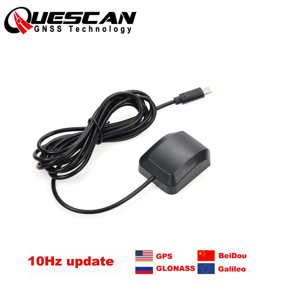 

QUESCAN Windows Android USB Type C GPS-приемник 10 Гц GPS ГЛОНАСС Galileo BeiDou Type-C GNSS антенный модуль NMEA UBX-M8030-KT