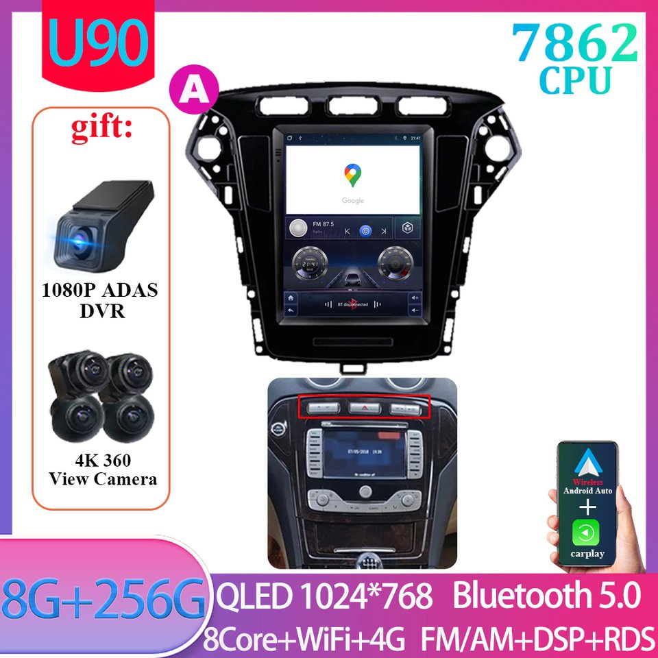 

Android 13 для Ford Mondeo MK4 2011-2013 Tesla Style Navigation Автомобильный радиоприемник Мультимедийный плеер DVD GPS 9,7 дюйма 7862 Процессор GPS