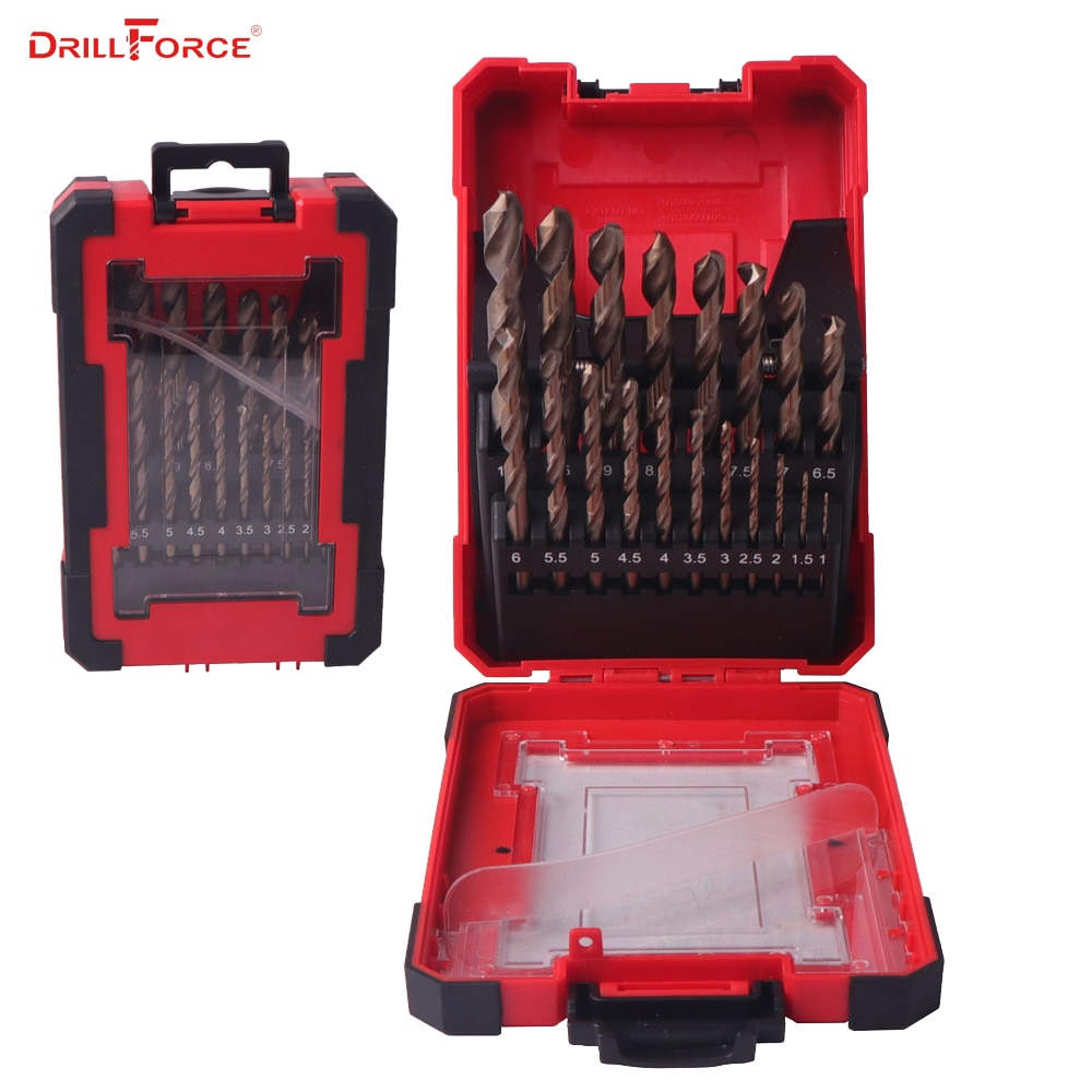 

DRILLFORCE набор сверл 19 шт., HSS M35, 1.0-10 мм