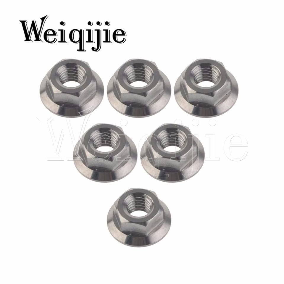 

Weiqijie 6 шт. M5-M16 стандарт DIN6923 метрические Gr5 титановый сплав шестигранные гайки фланцевая гайка для автомобиля, мотоцикла, велосипедного тормоза