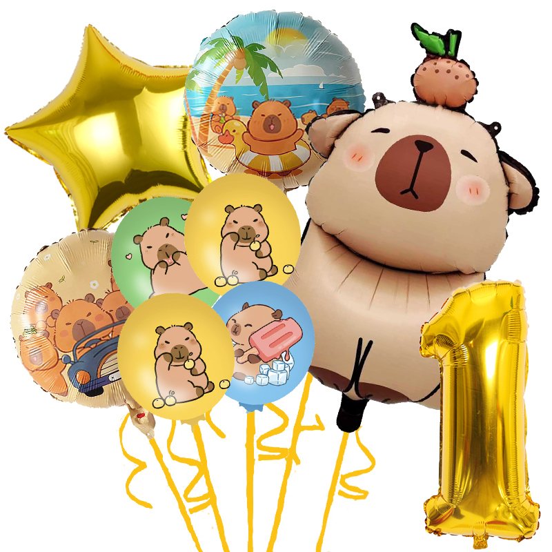 

Capybara Paper Plates Cups Tablecloth Capybara Birthday Decorations Kids Party Supplies Foil Number Balloons Kit Cake Topper