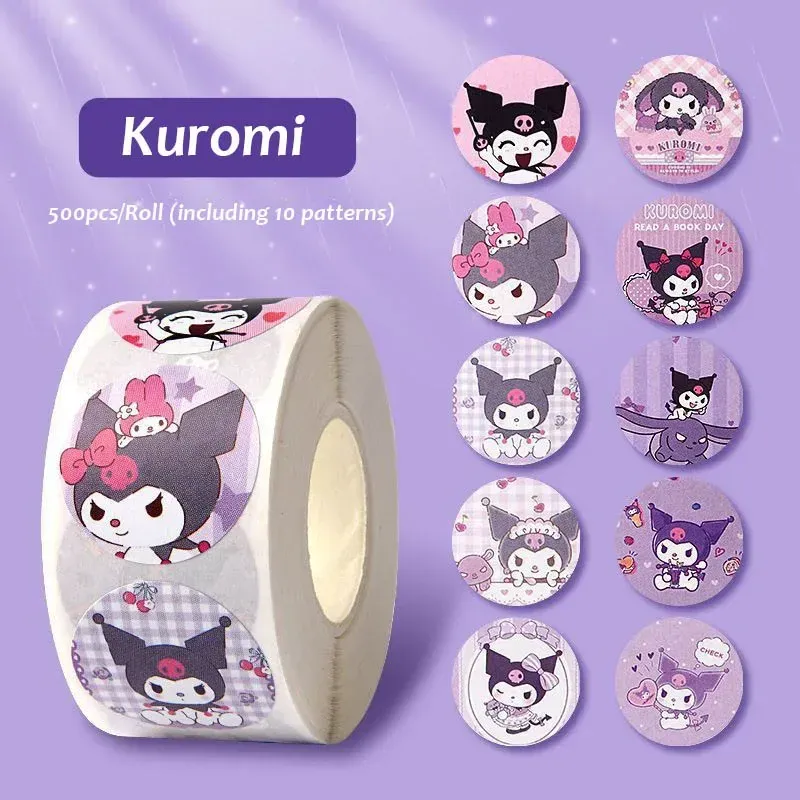 

500 Шт., Рулонные Наклейки С Героями Мультфильмов Sanrio, Kawaii, Hello Kitty, Kuromi Melody, ПВХ Наклейки Для Украшения Ноут...