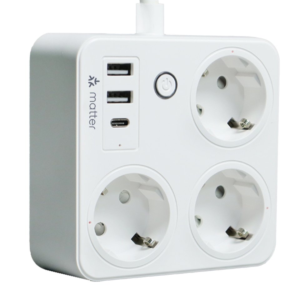 

BORUIDAPLS EU Plug Matter умный удлинитель с голосовым пультом дистанционного управления и розеткой USB+ Type-C, совместимый SmartThings Siri Google