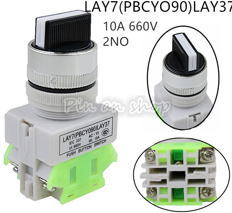 

1 шт. LAY7 (PBCY090) LAY37 2-позиционный ВКЛ-ВЫКЛ 2НО Поворотная ручка переключателя 22 мм 4 винтовые клеммы 2-контактный маленький размер