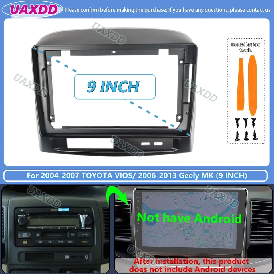 

Для 2004-20012 Geely MK Toyota Vios Yaris Vitz Belta 9-дюймовый CD-радио android стерео рамка панель аудиоплеер экран жгут проводов