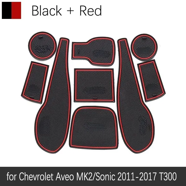 

Противоскользящая резиновая подушка на дверь для Chevrolet Aveo Sonic 2011 ~ 2019 2015 2016 2017 Chevy T300 MK2, красные аксессуары для салона автомобиля