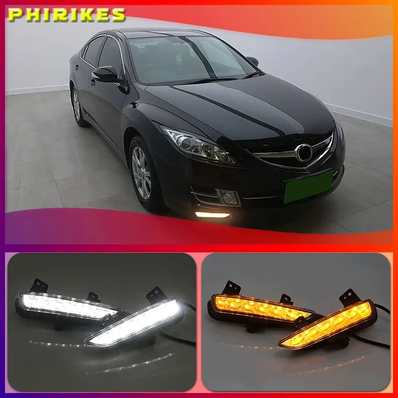 

2 шт. для Mazda 6 Mazda6 GH Ruiyi 2009 2010 2011 2012 передний бампер светодиодный ные Противотуманные фары Дневные ходосветильник огни DRL лампа