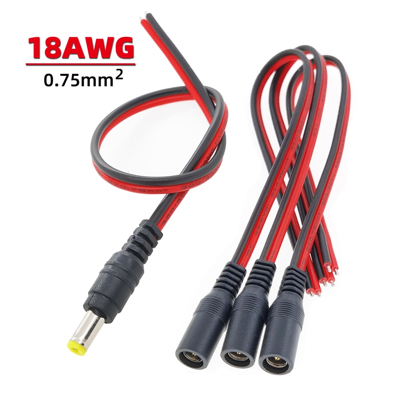 

Кабель питания постоянного тока 18AWG со штекером, гнездовым разъемом для автомобильной камеры заднего вида, адаптер для освещения камеры видеонаблюдения, 5,5*2,1 мм
