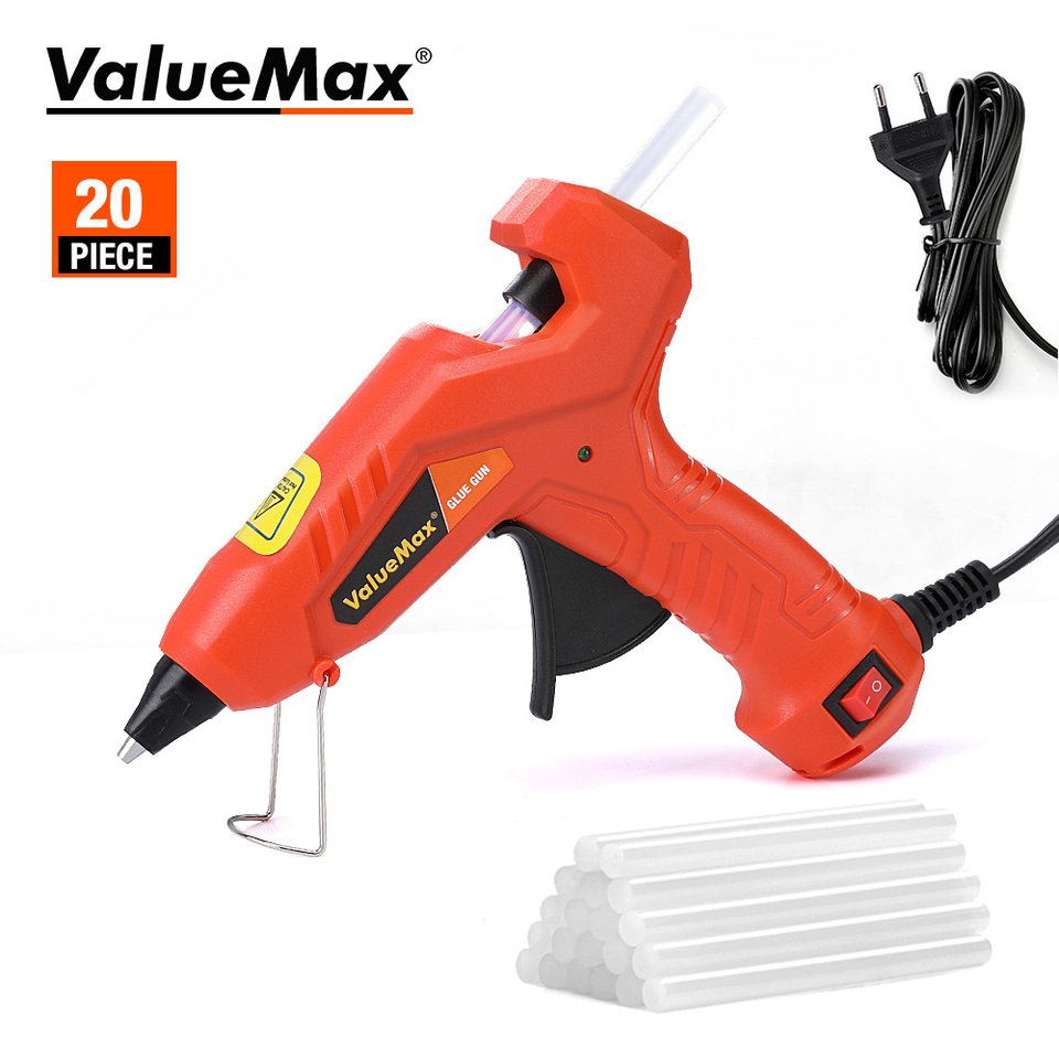 

ValueMax 30 Вт пистолет для горячего клея, бытовые мини-пистолеты, 220 В, электрический инструмент для измерения температуры тепла с 20 шт., клеевые палочки, инструмент для ремонта «сделай сам»