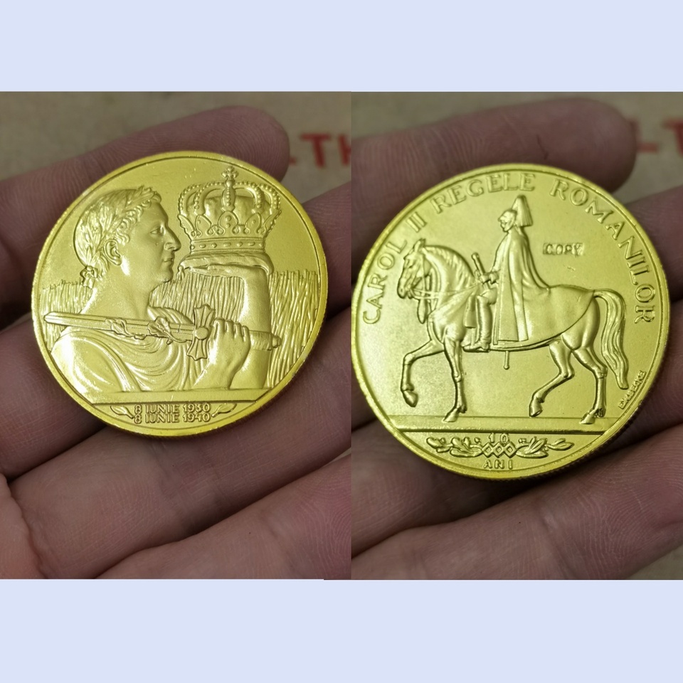 

Реплика 1940 Румыния 12 Ducat — Золотая копия монеты Carol II Galben Mare, 41 мм