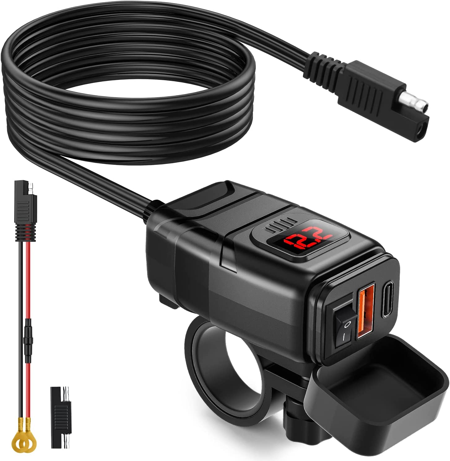 

Зарядное устройство для телефона Anchtek QC3.0 Type C для мотоцикла, водонепроницаемое, 6,4 А, 12 В, зарядное устройство для мотоцикла с USB-разъемом и вольтметром, адаптер питания