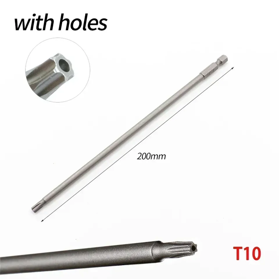 

Удлиненная отвертка Torx 20 см, магнитная защитная от несанкционированного доступа, звездная электрическая дрель с шестигранным хвостовиком T8 T10 T15 T20 T25 T27 T30 T40