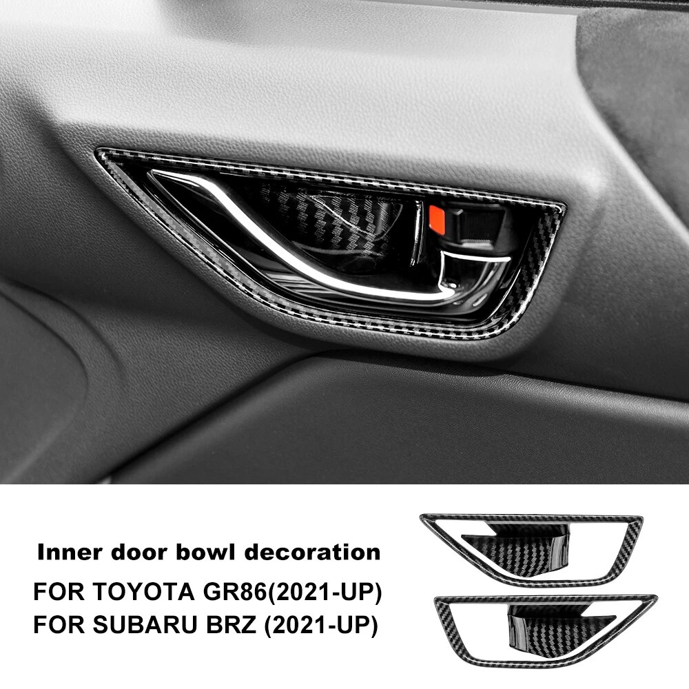 

АБС-пластик для Subaru BRZ, Toyota GR86 2021 2022 2023 2024, узор из углеродного волокна, Внутренняя дверь автомобиля, чаша, аксессуары для внутренней отделки