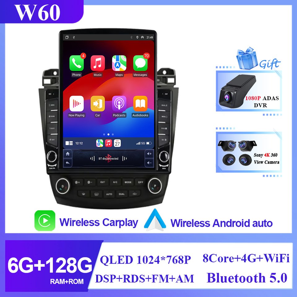 

9,7-дюймовый автомобильный Carplay для Honda Accord 7 2003-2007 Android 15, стерео мультимедийный видеоплеер, GPS, автомобильный радиоприемник, навигация