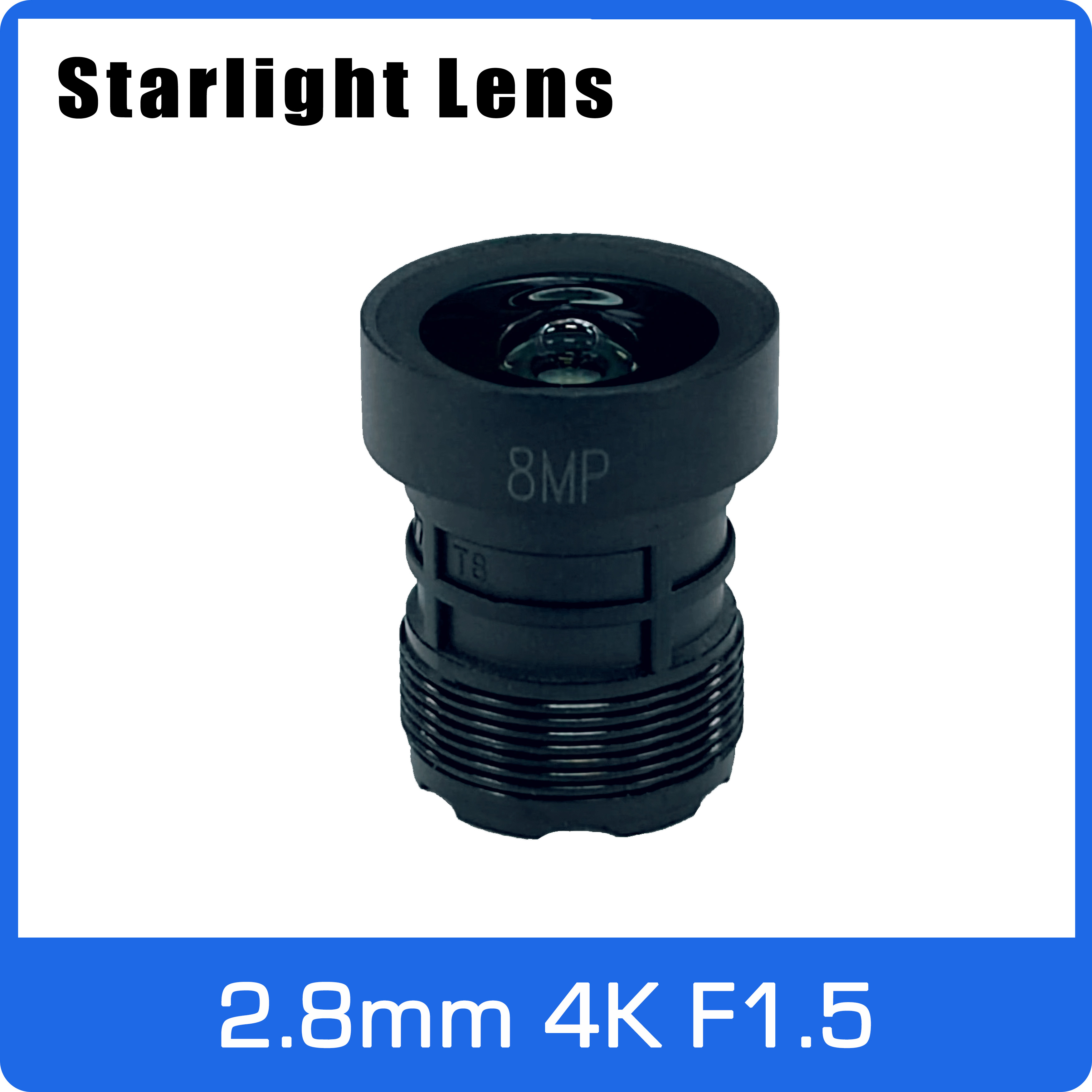 

Объектив Starlight 8MP 2,8 мм с фиксированной диафрагмой F1,5, большой угол для SONY IMX415/274, IP-камера видеонаблюдения при слабом освещении, бесплатная доставка