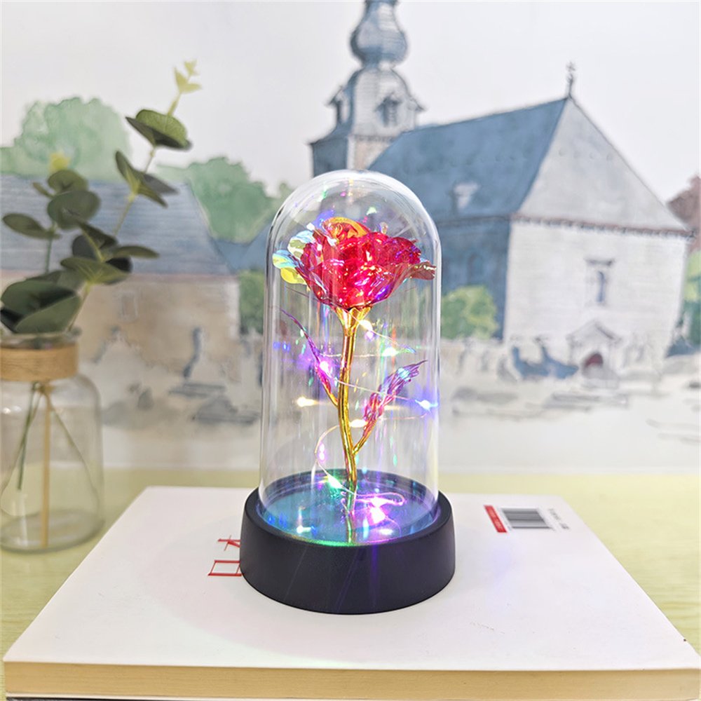 

LED Роза из фольги 24K в стекле