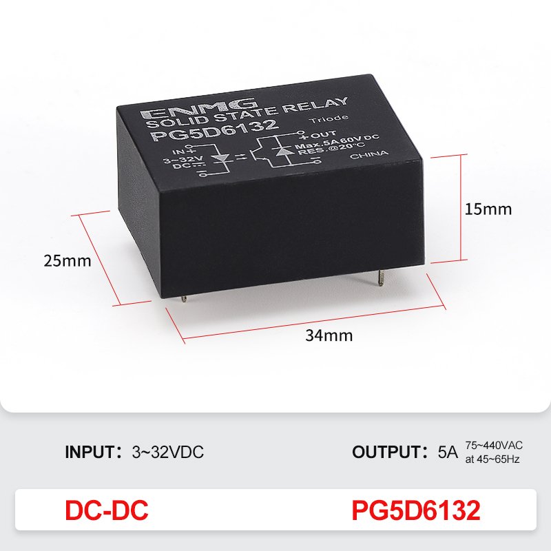 

ENMG Маленькая печатная плата SSRPCB Твердотельное реле 60 В постоянного тока 240 В постоянного тока 480 В постоянного тока PG5D6132 3 ~ 32 В Широкое напряжение Управление постоянным током/переменного тока Нормально открытый