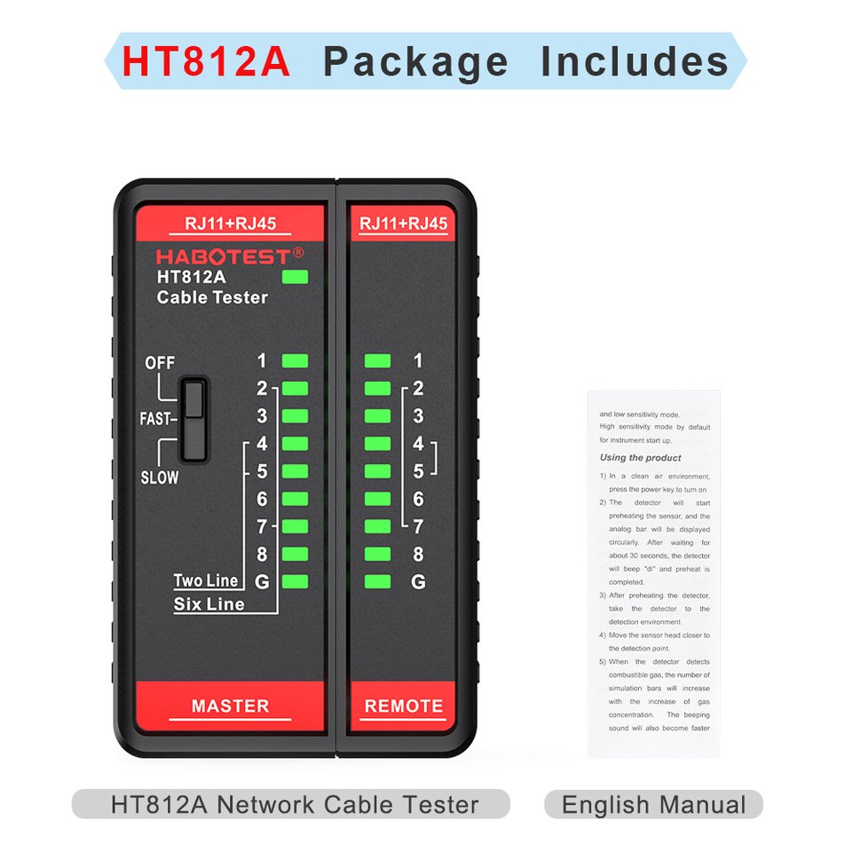 

HABOTEST HT812A Тестер сетевых кабелей