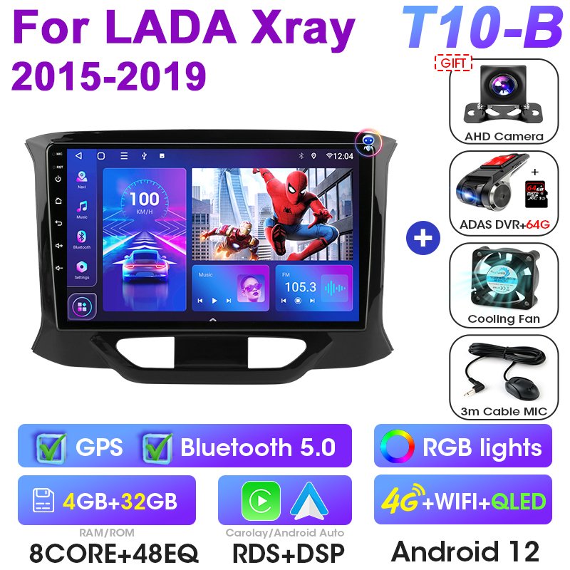 

Для LADA X Ray Xray 2015-2019 2 Din Android 12 Автомобильный радиоприемник Мультимедийный видеоплеер Стерео Carplay Auto 4G Головное устройство GPS IPS DSP