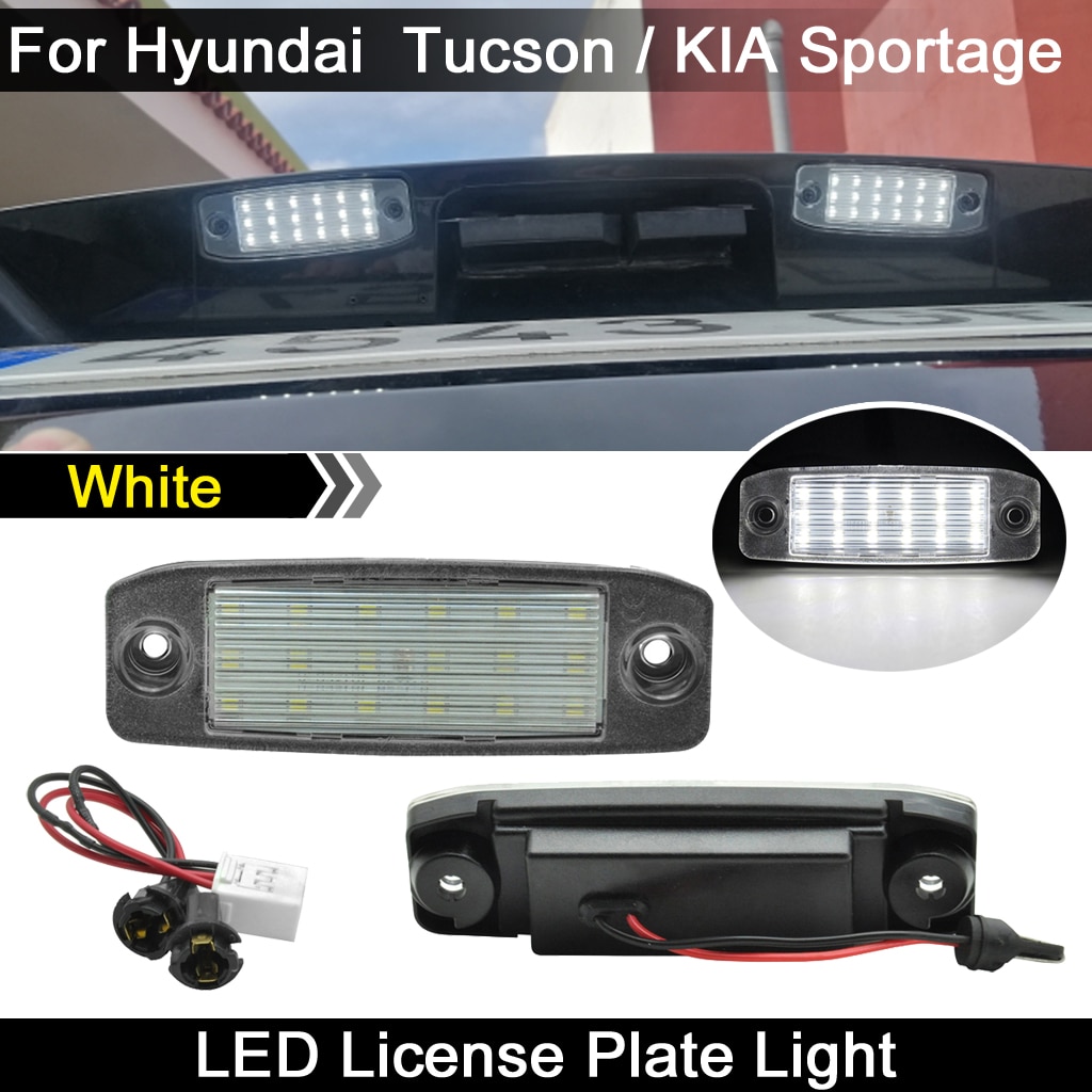 

2 шт. для Kia Sportage 2011-2016 для Hyundai Tucson 2005-2009, высокая яркость, белый светодиодный светильник номерного знака, лампа номерного знака