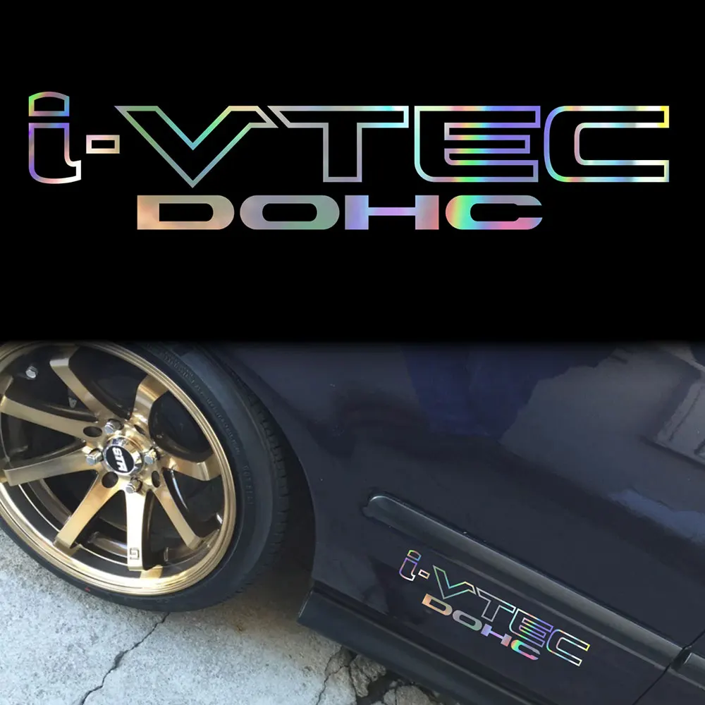 

28 см для I-vtec Dohc Honda голографическая масляная наклейка на лобовое стекло Chome для JDM Mugen наклейка автомобильные аксессуары