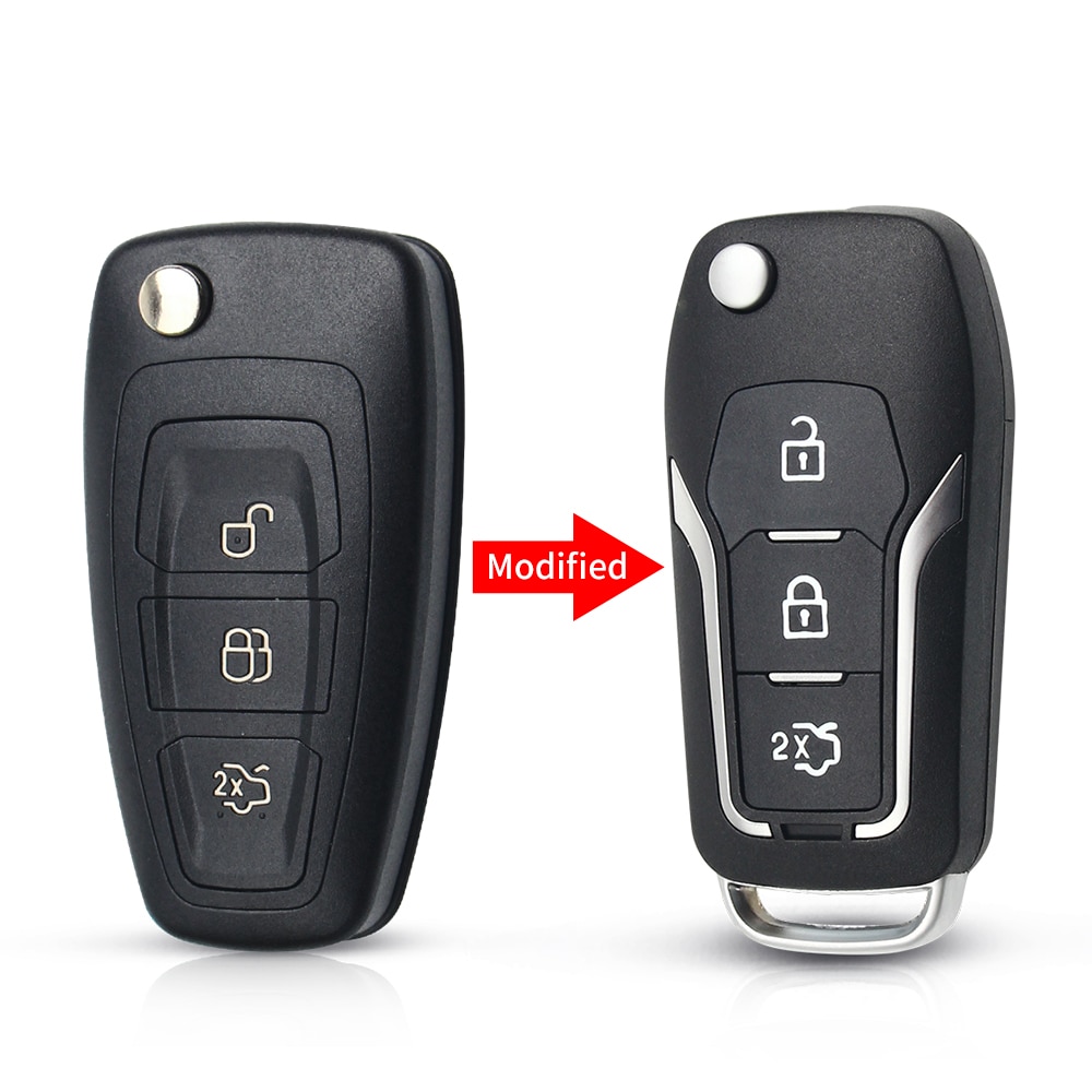 

KEYYOU модифицированный автомобильный ключ для Ford Mondeo Focus Fiesta C Max S Max Galaxy брелок с 3 кнопками складной корпус дистанционного ключа автомобиля