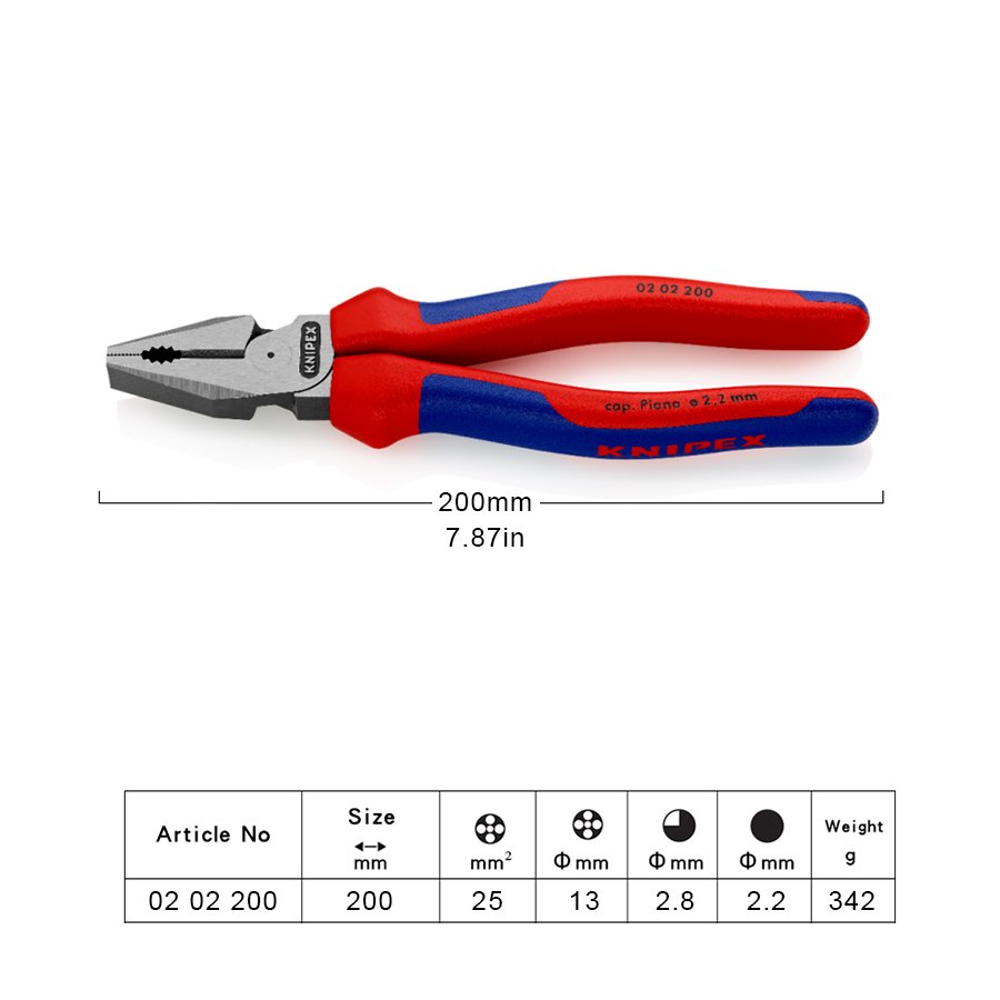 

Комбинированные плоскогубцы Knipex с высоким рычагом, специальный инструмент с пластиковым покрытием, стальная ковка, упрочненная маслом, Легкая резка 0202200