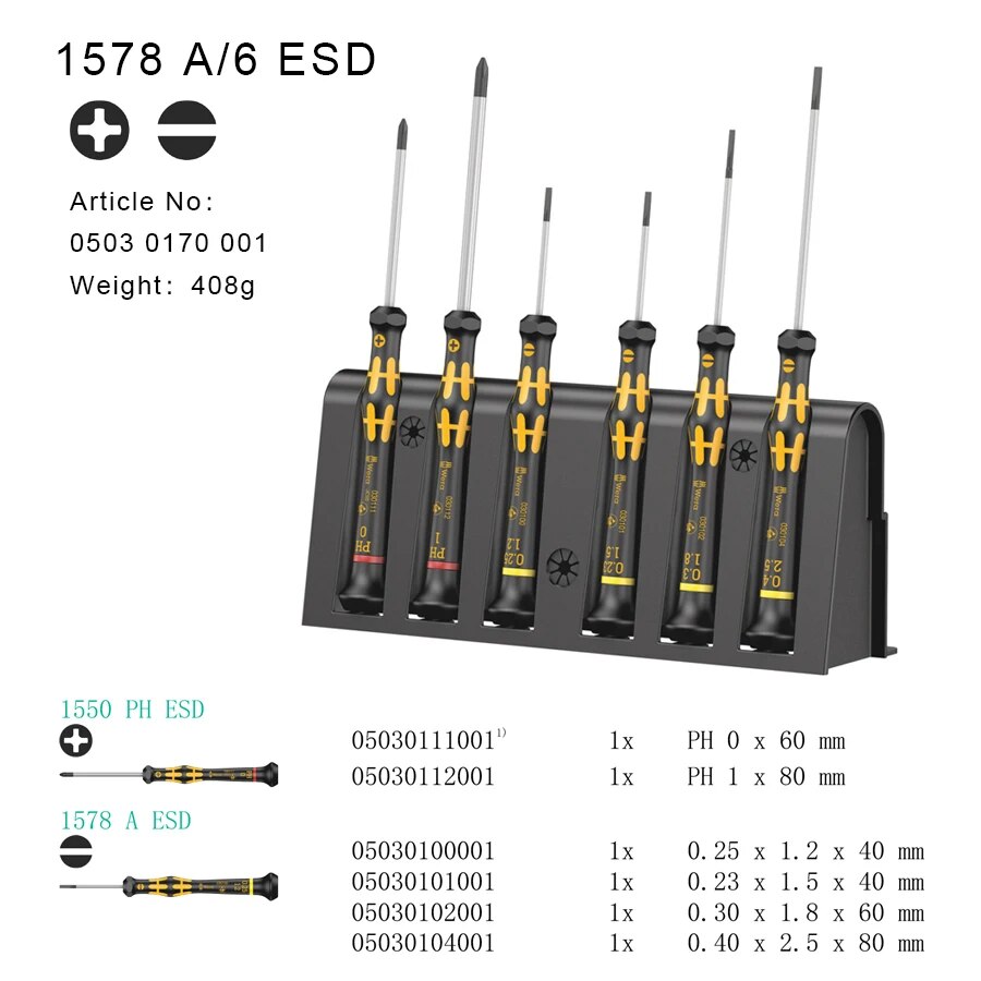 

WERA набор прецизионных отверток ESD 6 шт.