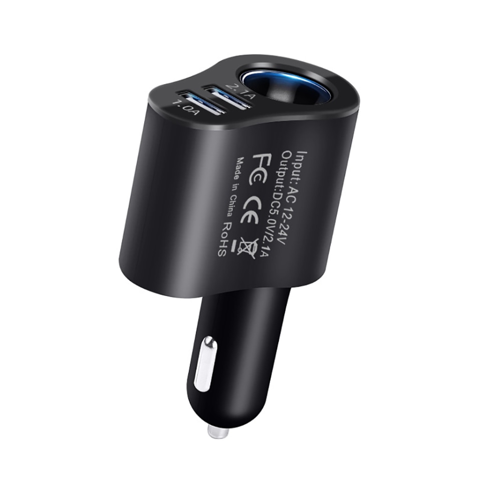 

HKGK 3.1A Автомобильное зарядное устройство с двумя USB-портами 3 в 1, 3 порта, 12-24 В, прикуриватель, быстрое автомобильное зарядное устройство, адаптер питания, автомобильный Стайлинг