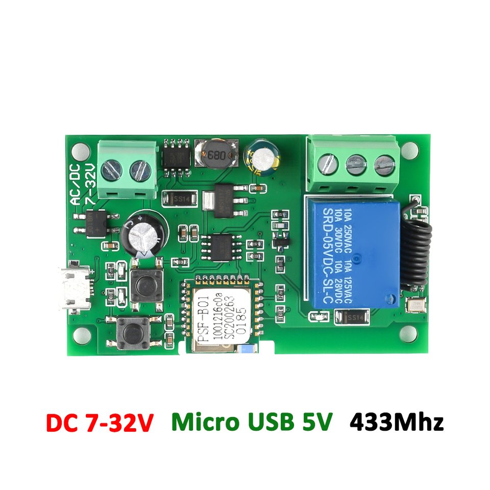 

Релейный модуль DC7-32V /DC 5В 1CH Wifi для дистанционного управления через приложение eWeLink