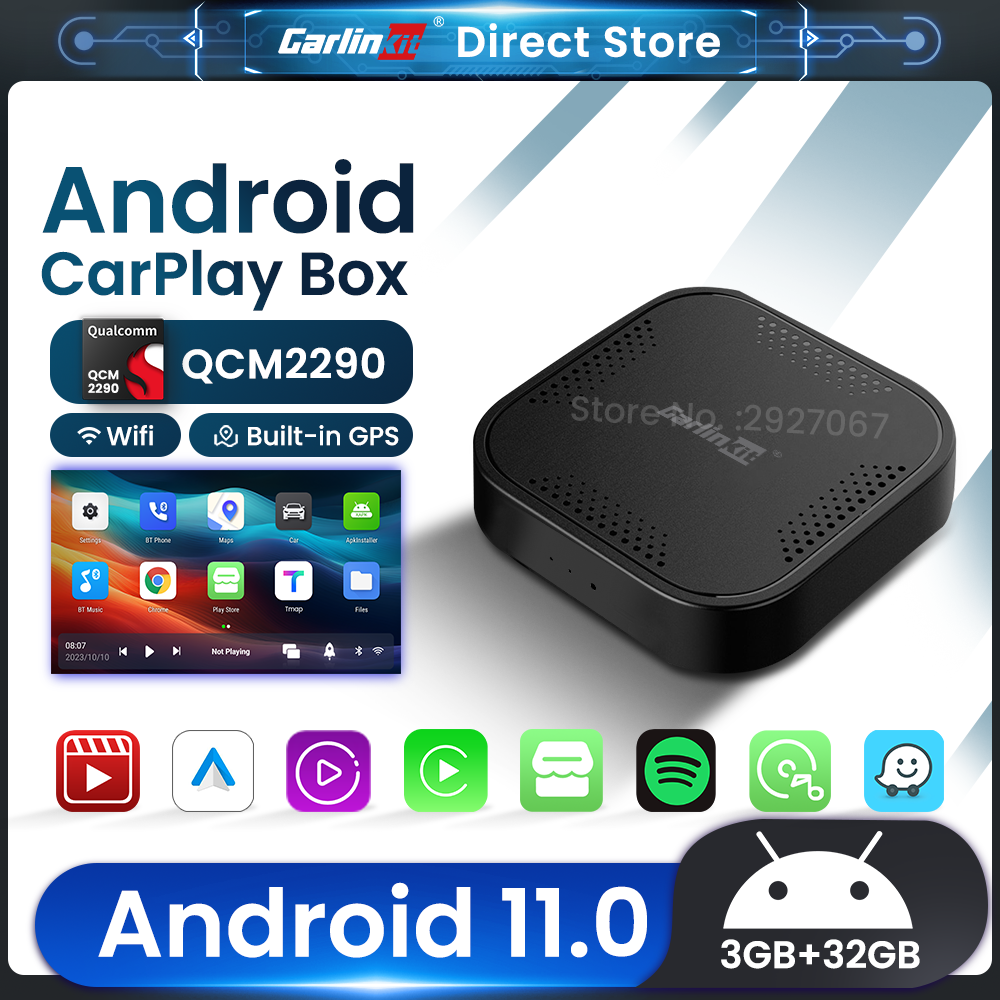 

ТВ-приставка Carlinkit CarPlay Ai Android 11/9 QCM2290 SDM450 Беспроводное Автомобильное Воспроизведение Мультимедиа Android ...