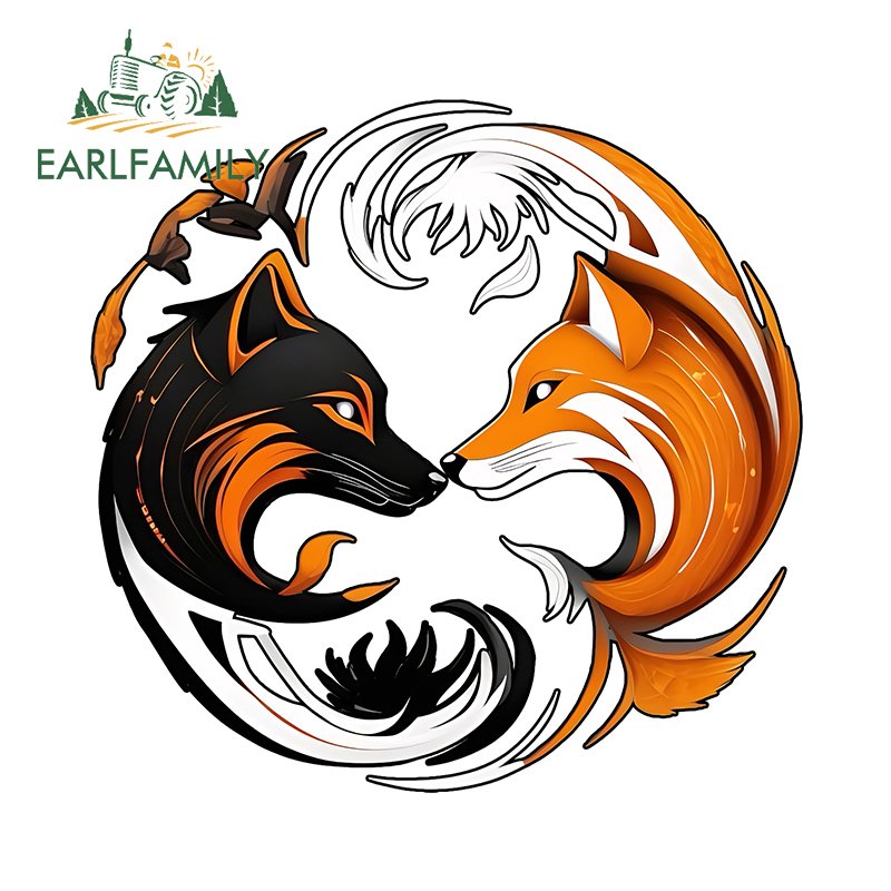 

EARLFAMILY Balance Yingyang Fox дизайн автомобильные наклейки личные чернила стиль Tuya наклейка водостойкие аксессуары для мотоциклов Para Auto