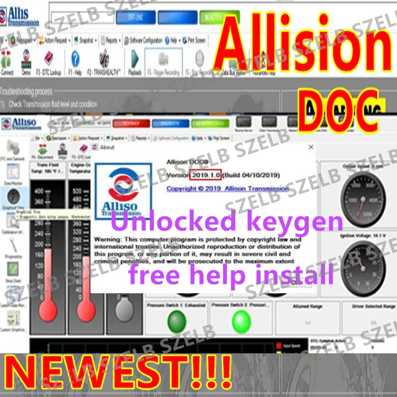 

Инструмент для обслуживания ПК Allison DOC 2019 + GEN5 File Transmission с кейгеном, может работать на инструмент NEXIQ, бесплатная помощь в установке