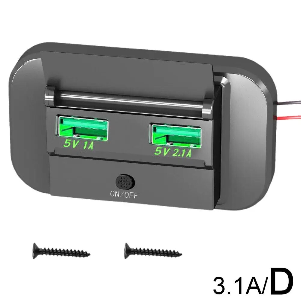 

Автомобильное зарядное устройство с двумя USB-портами и выключателем, 12 В