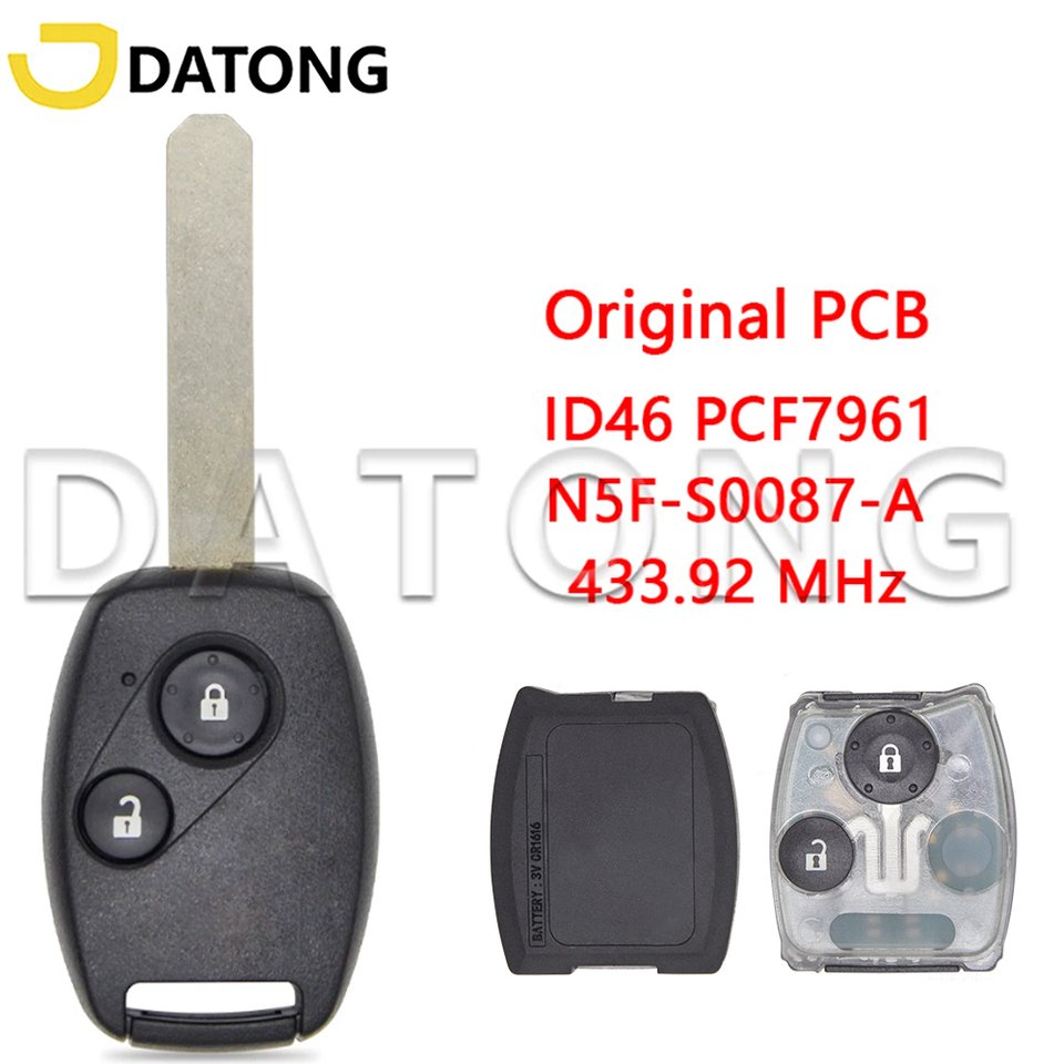 

Оригинальная печатная плата Datong, модель 313,8 МГц, телефон 433 МГц, ID46 PCF7961, автомобильный пульт дистанционного управления для Honda Civic CRV HRV City