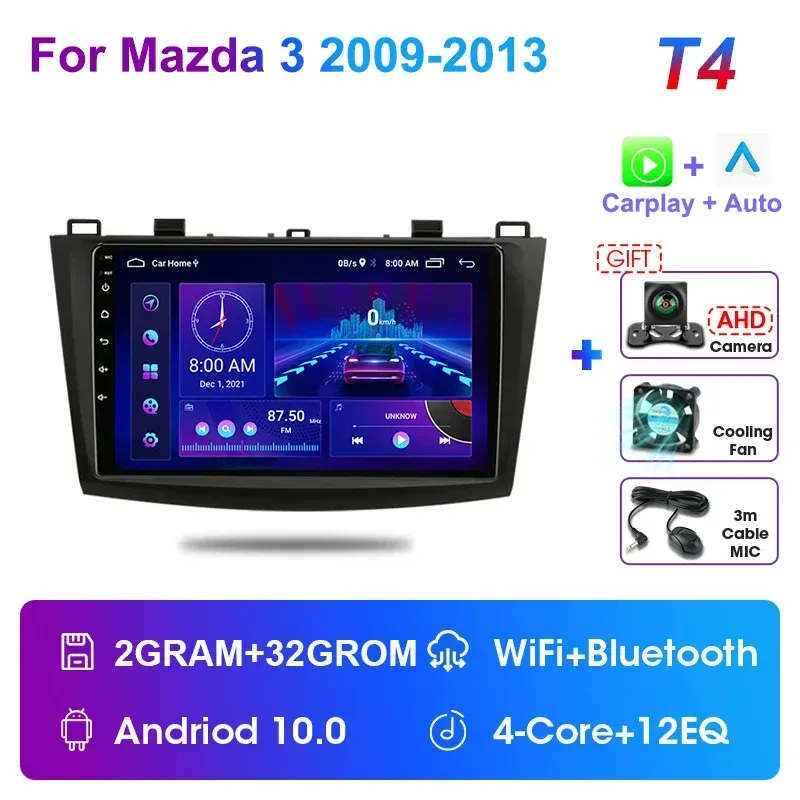 

Автомагнитола JMCQ Carplay, 2 din, Android 12,0, автомобильное радио, мультимедийный плеер, GPS для Mazda 3 2009-2013 Mazda3, навигационное головное устройство, GPS