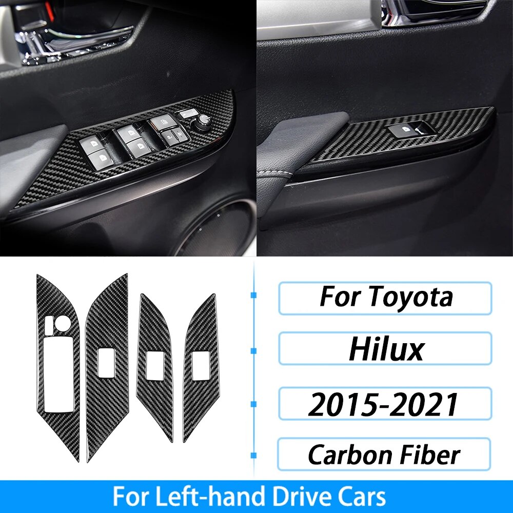 

Для Toyota Hilux 2015-2021 углеродное волокно переключение передач воздуховыпускная панель приборной панели стеклоподъемная панель комплект автомобильных аксессуаров для интерьера стикер