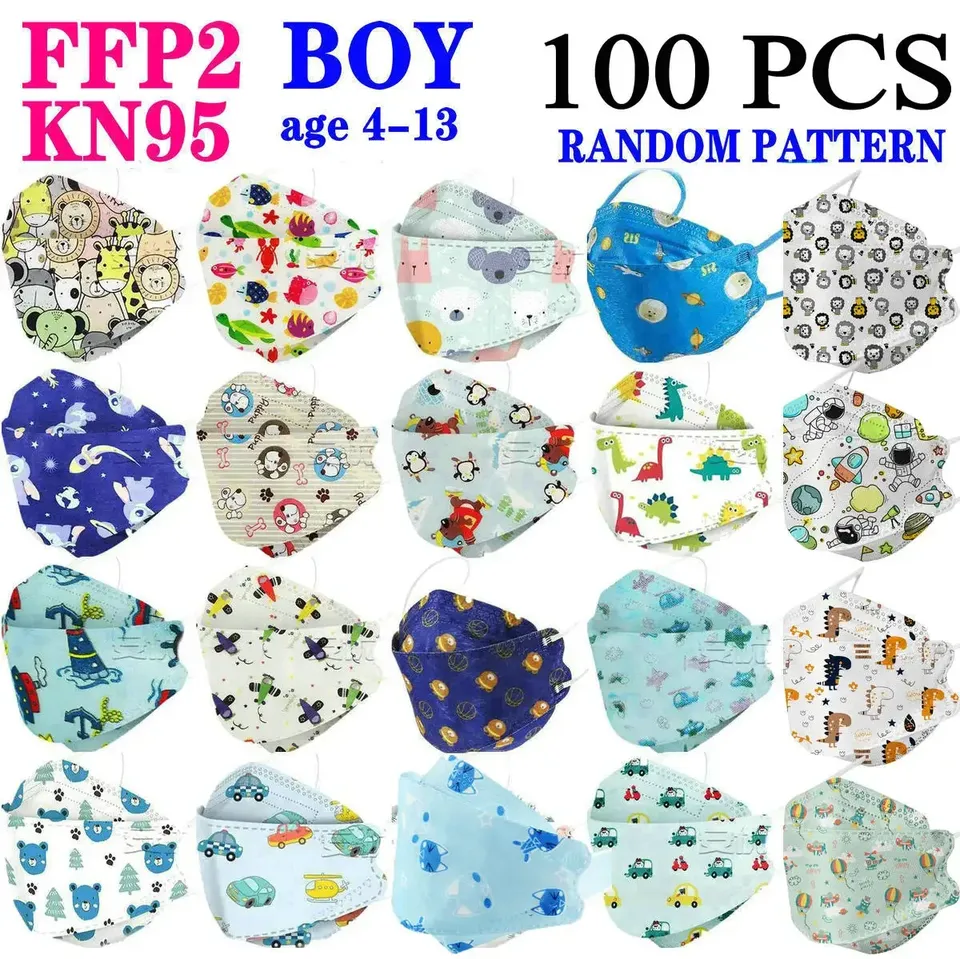 

Детские маски FFP2 KN95 NoEnName_Null мультяшные 4-12 лет
