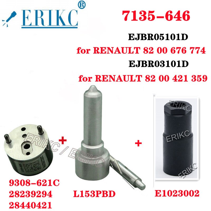 

ERIKC 7135-646 Ремонтный комплект L153PBD + 9308-621C + E1023002 форсунка дизельного инжектора 28232251 для RENAULT EJBR05101D EJBR03101D