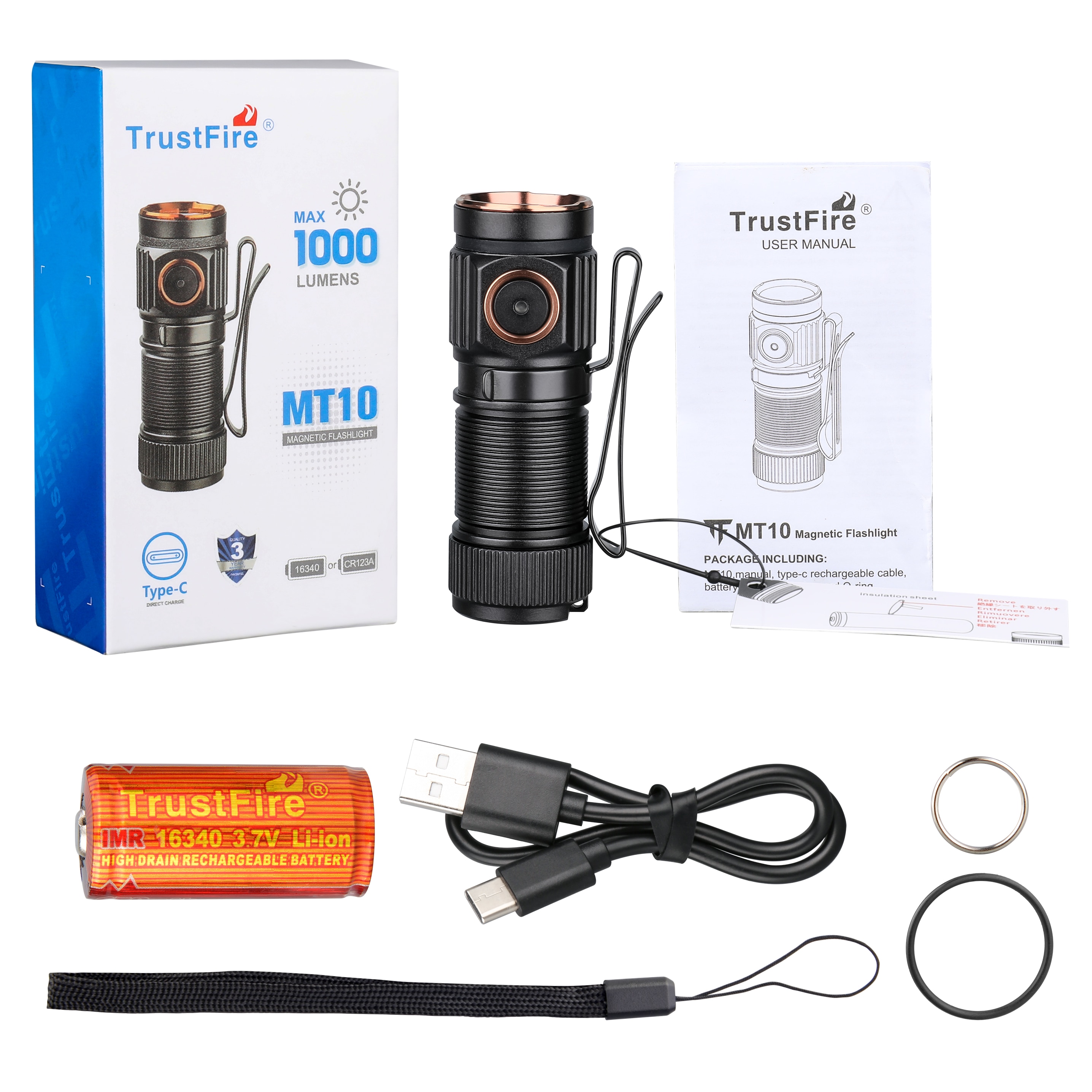 

Trustfire MT10 EDC 1000 Люмен Портативный Перезаряжаемый Светодиодный Фонарик USB C Mini 16340 IPX8 MVB Оптический Рабочий Св...