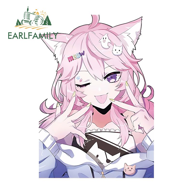 

EARLFAMILY 13 см для Hololive Nyatasha Nyanners Автомобильная наклейка забавная Водонепроницаемая наклейка для ноутбука Виниловая наклейка индивидуальный Стайлинг автомобиля Декор