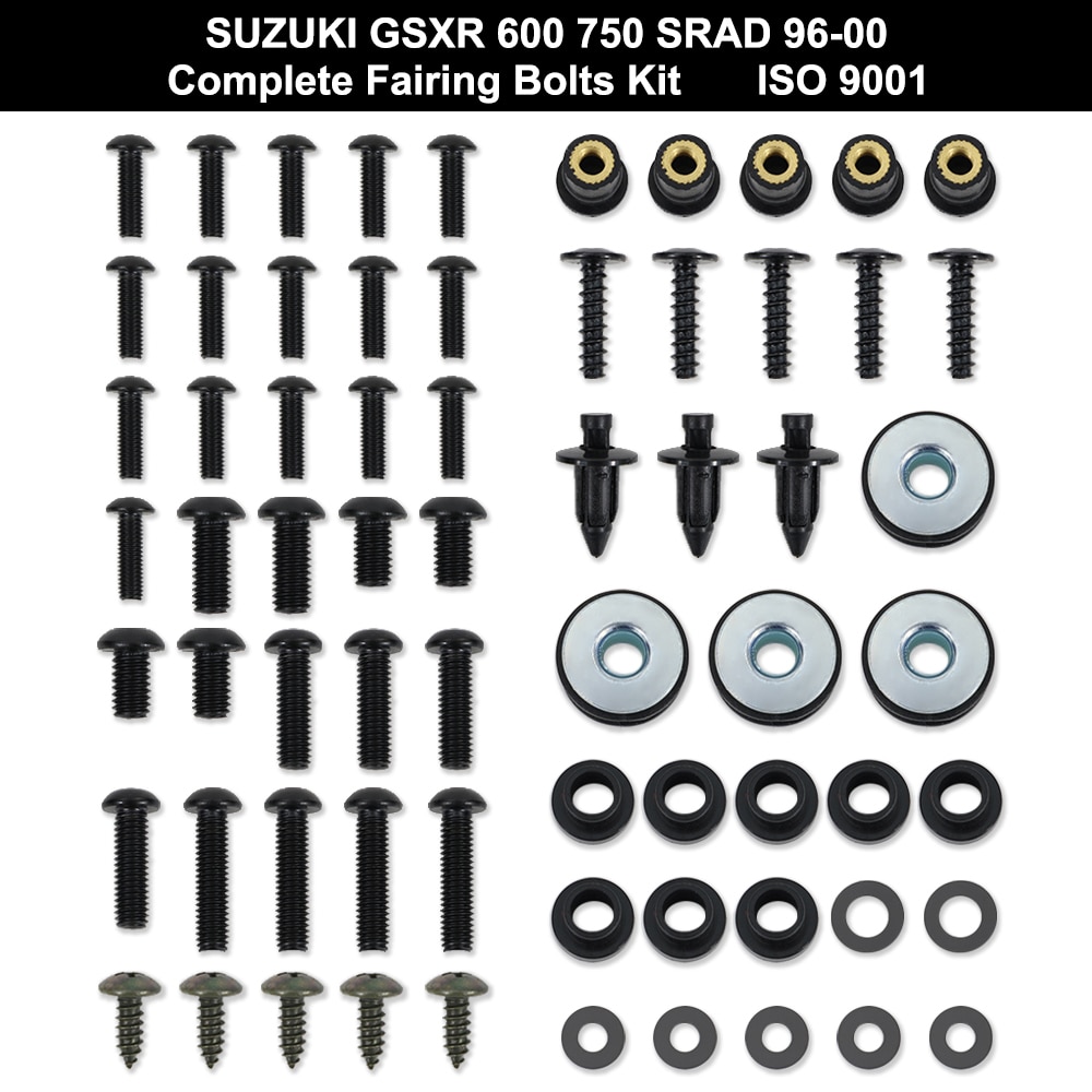 

Подходит для Suzuki GSXR 600 750 SRAD 1996-2000, полный комплект болтов для обтекателя мотоцикла, зажимы из нержавеющей стали, гайка, винты для кузова