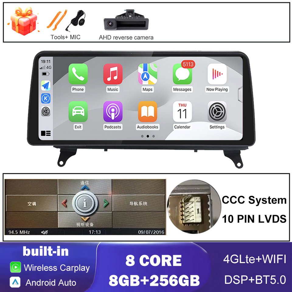 

Android 14 12,3-дюймовый для BMW X5 E70 X6 E71 LHD CCC CIC Автомобильный радиоприемник Мультимедиа GPS Carplay Авто Android Видеоплеер