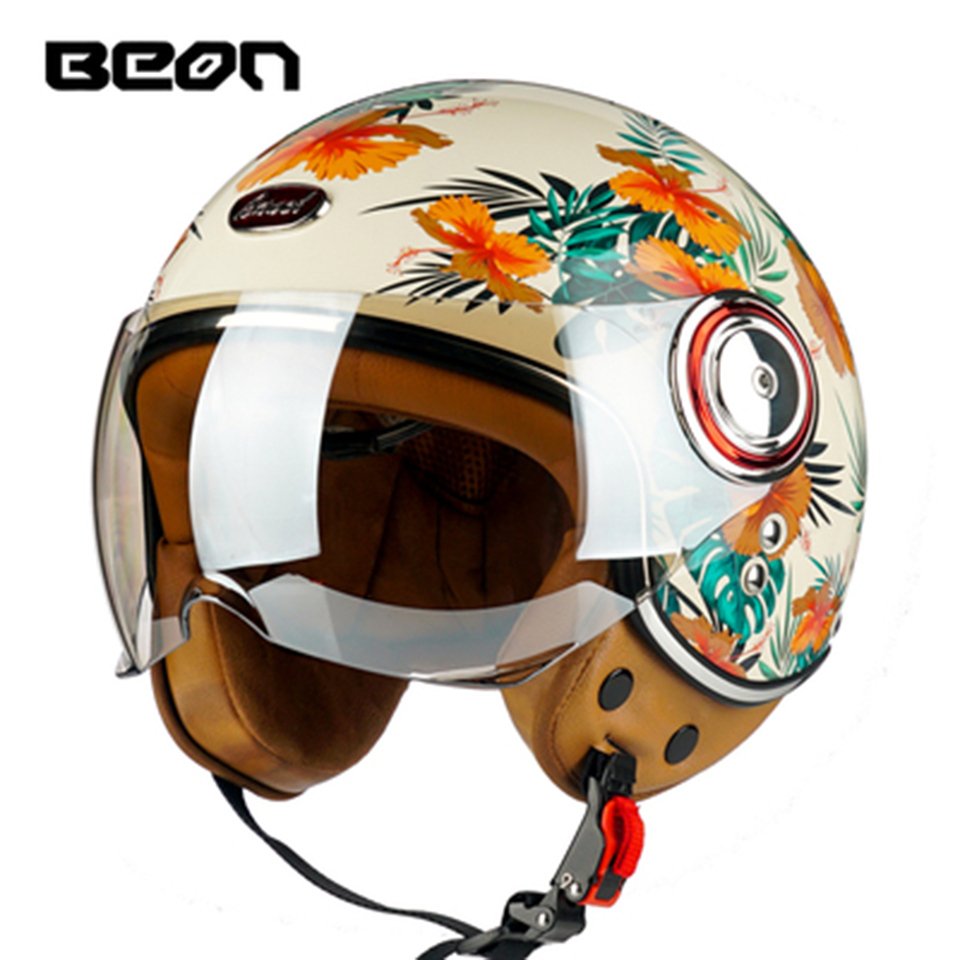 

BEON Casco Moto Ретро Мотоциклетный Шлем Лето 3/4 Открытый Шлем Велосипед Мотоциклетный Шлем Скутер Гонки Мотокросс Шлем S-XL
