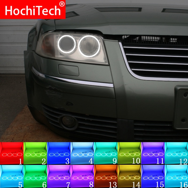 

Разноцветные RGB светодиодные глаза ангела кольцевой глаз DRL RF пульт дистанционного управления для Volkswagen VW Passat B5.5 3BG 2001 - 2005 аксессуары